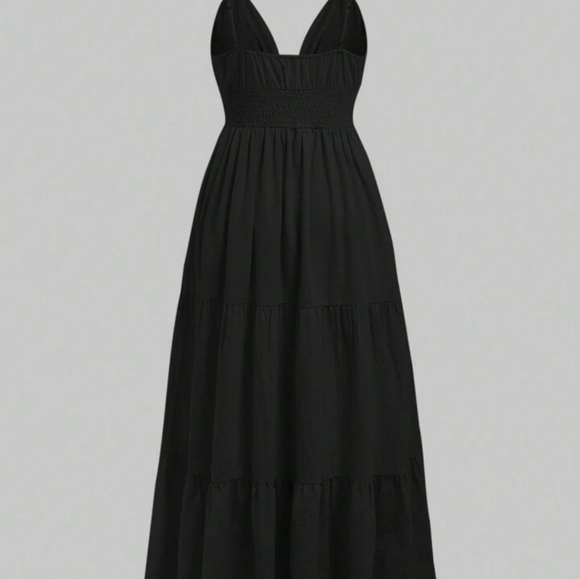 Large Medium Black and Gold Embroidered Women's Dress Celestial Sun Star Maxi - Picture 8 of 9